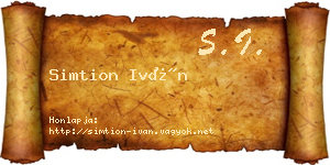 Simtion Iván névjegykártya